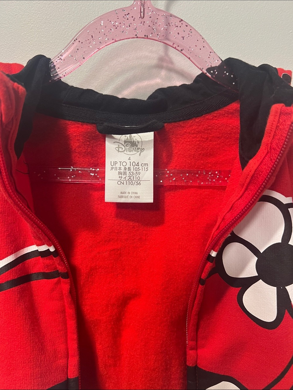 Disney, Red & Black Character Zip Hoodie 100% cotton - Picture 5 of 8